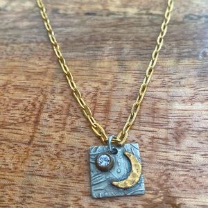 Gold Tone Necklace With Moon Pendant